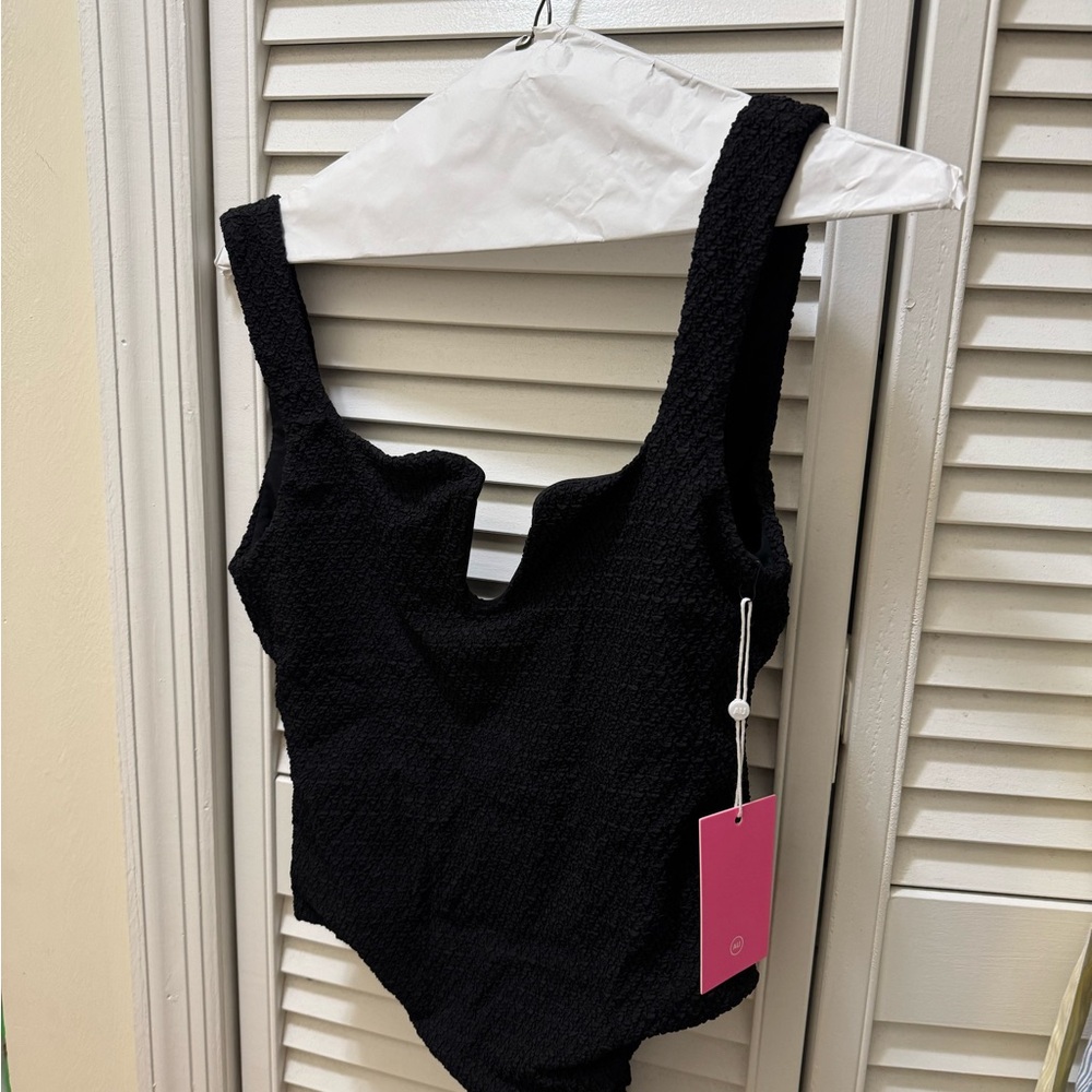 NWT Amanda Uprichard Black Textured Swimsuit size S